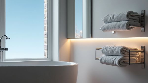 Rangement optimal avec un porte-serviettes mural blanc design